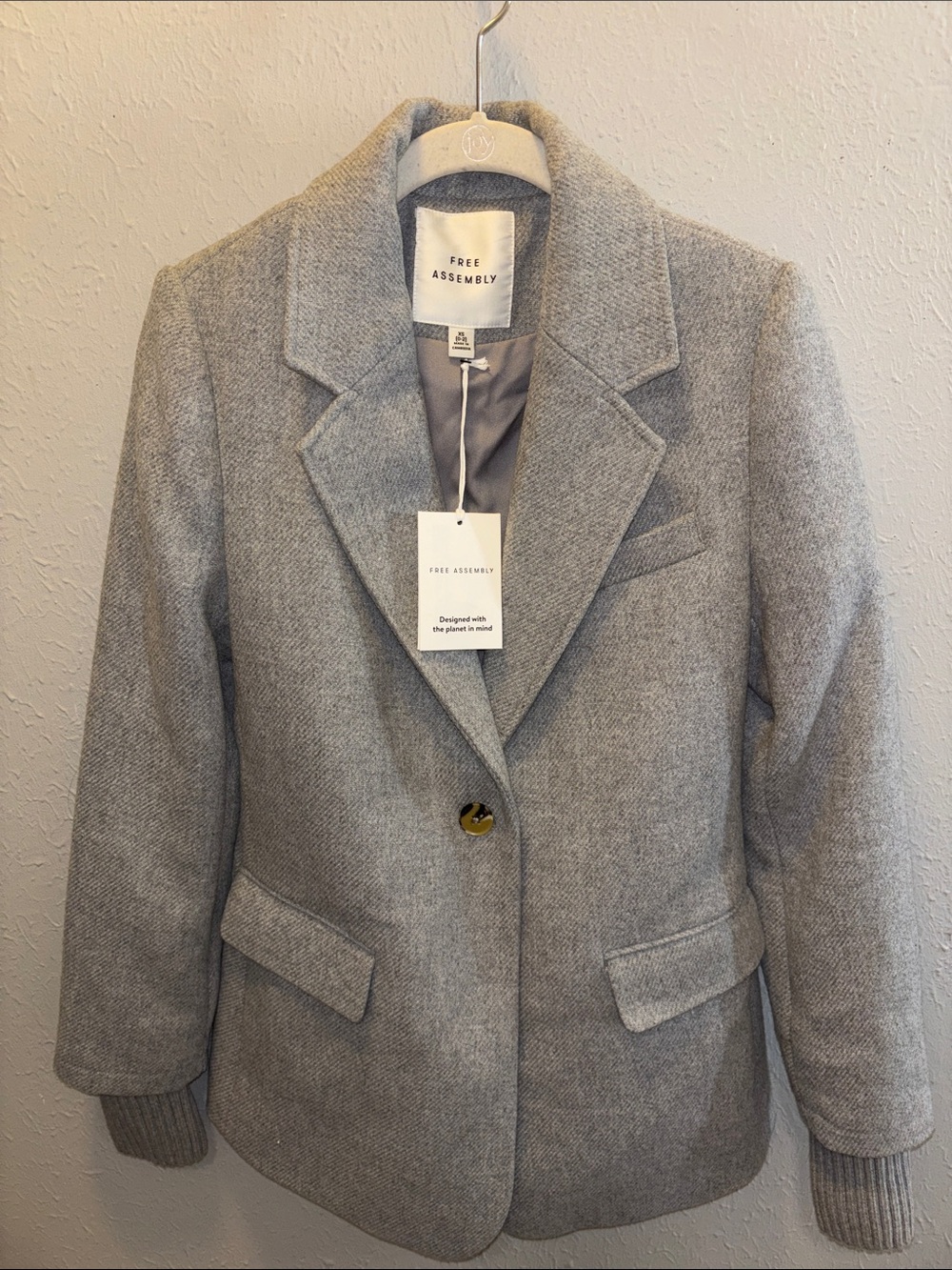 Free Assembly Women's Single One-Button Sweater Blazer Jacket Coat XS NWT